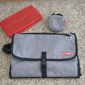 Skip Hop Gray and Red Travel Changing Kit Zip Off Changing Mat